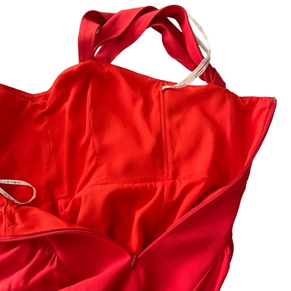 New Halston Heritage Evening Collection stretch crepe rouched gown size 6 red - Picture 12 of 14